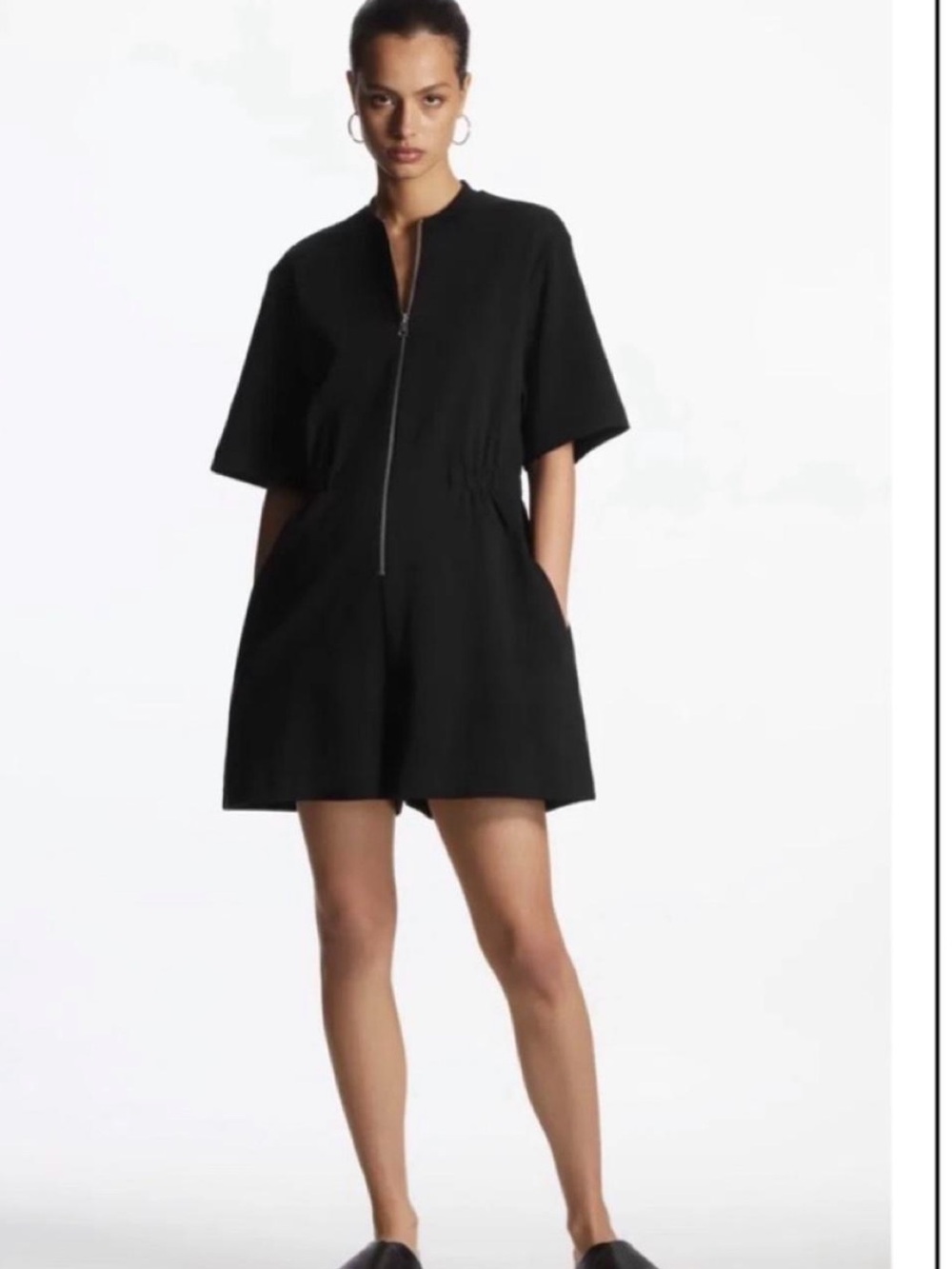 COS Zip-Up Black Playsuit